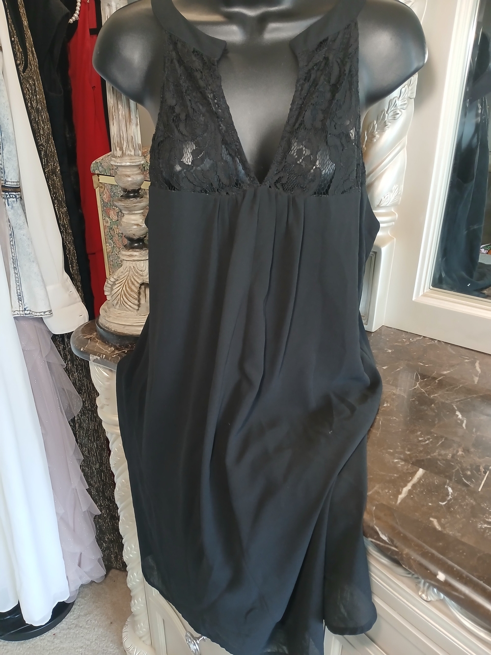 Black Lace-Trim Chemise Slip - Women's Intimates